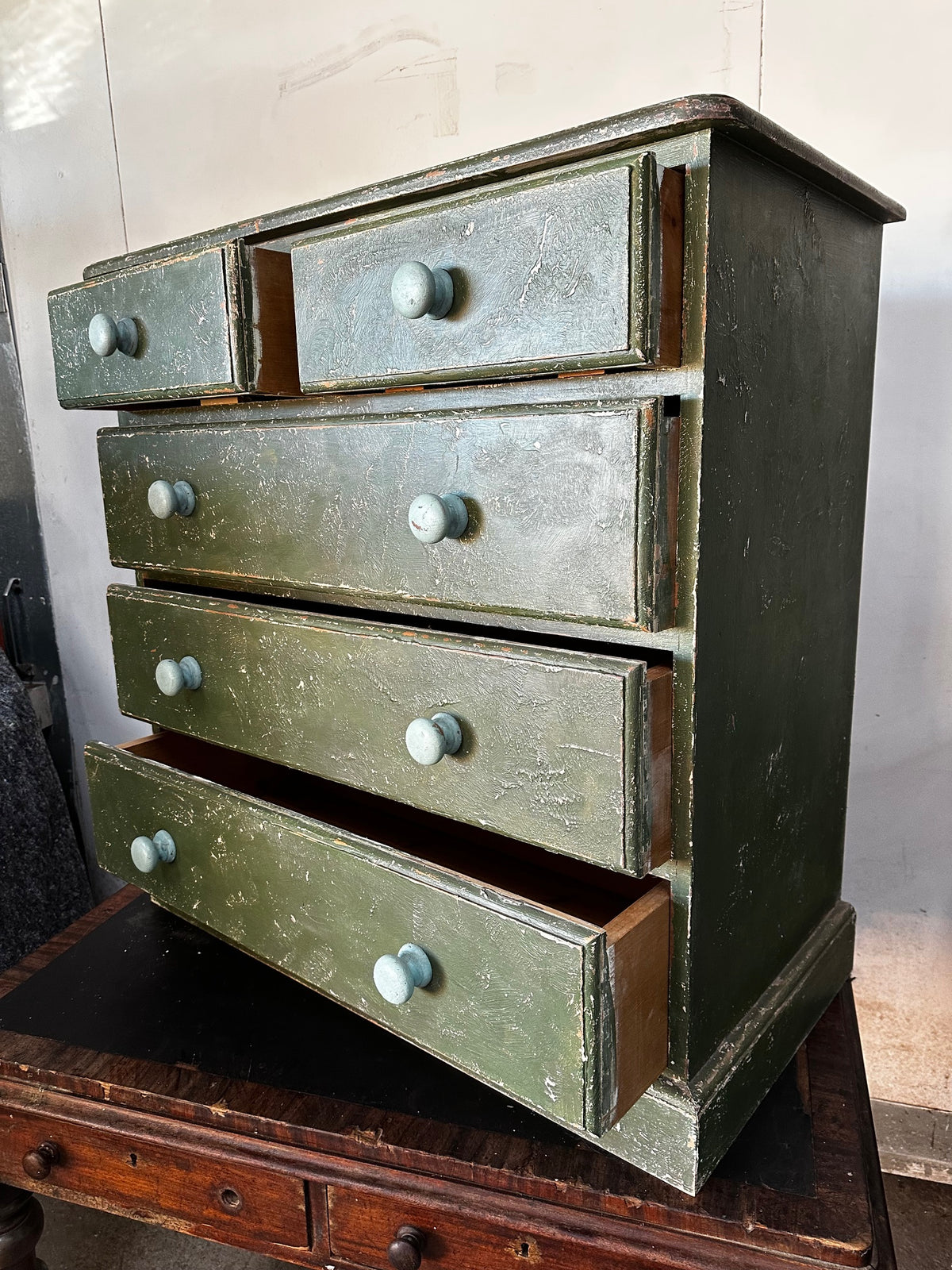 Retro Chest of Drawers in a Distressed Painted Finish