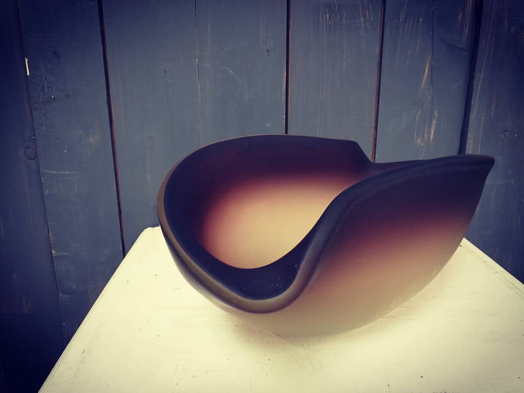 1950's Italian Handmade Smoked Glass Bowl
