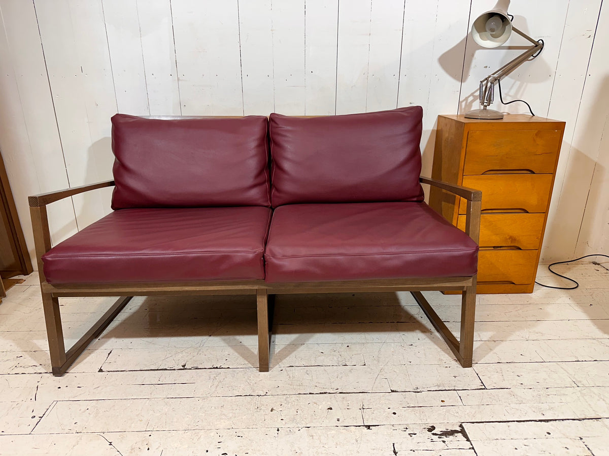 Compact Vintage Inspired Red Leather Sofa by Andy Thornton