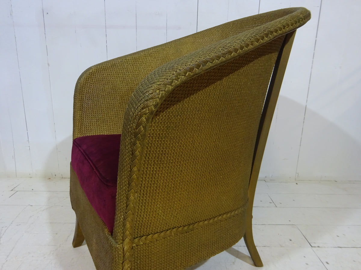 Original Lloyd Loom Bedroom Chair with Velvet Seat Pad