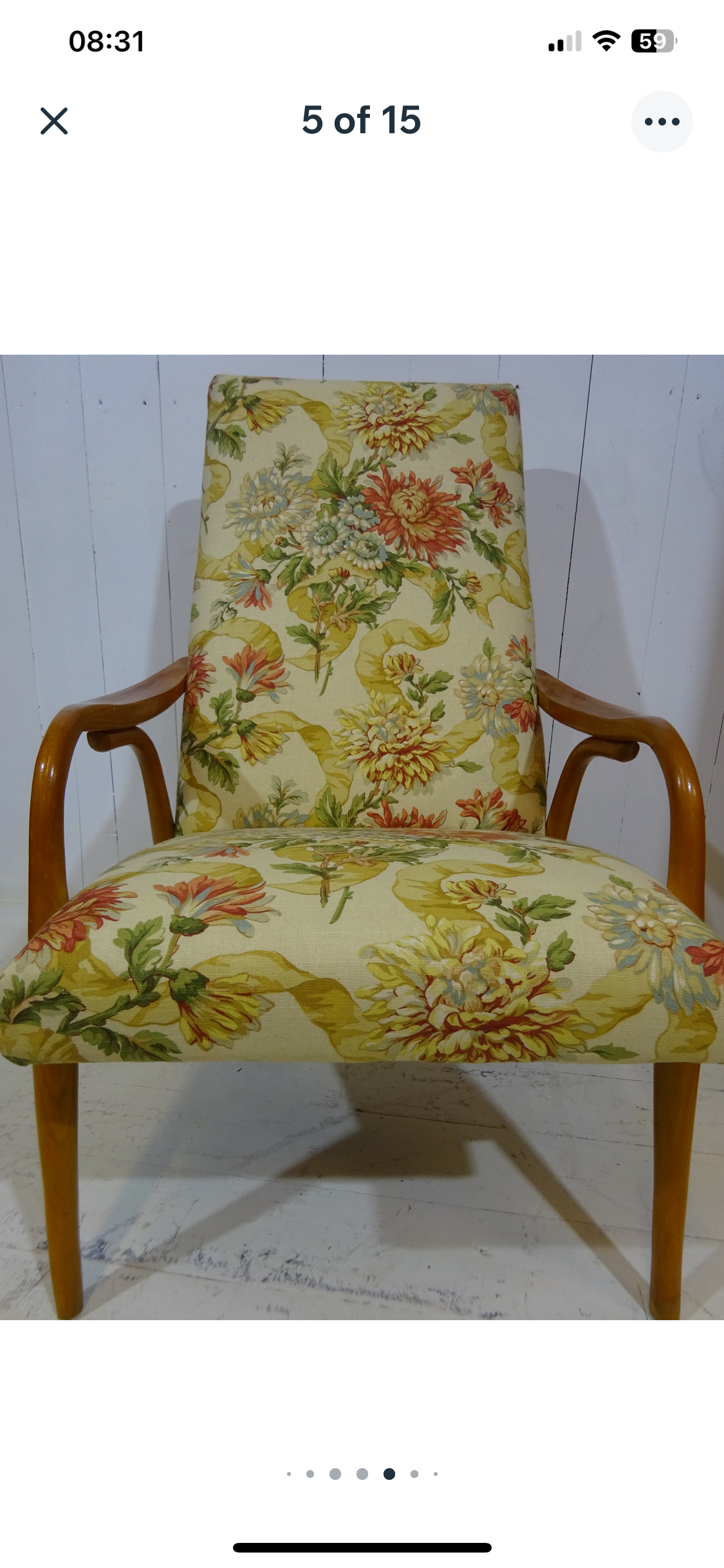 Mid Century Lounge Chair in Floral Fabric