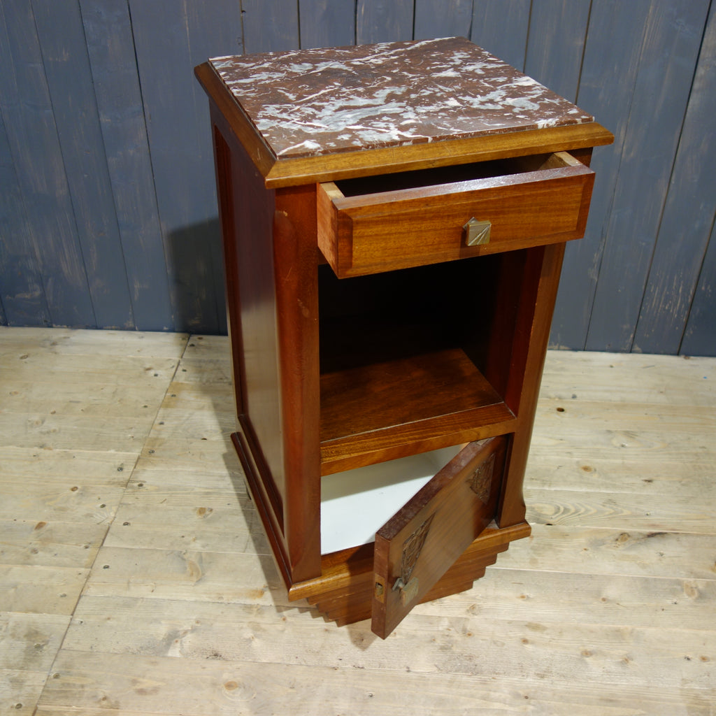 Elegant Art Deco Side Cabinet with Solid Marble Top