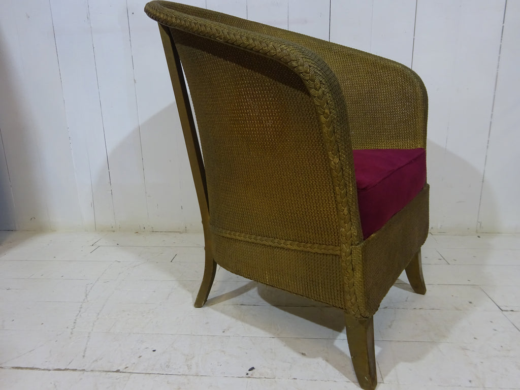 Original Lloyd Loom Bedroom Chair with Velvet Seat Pad