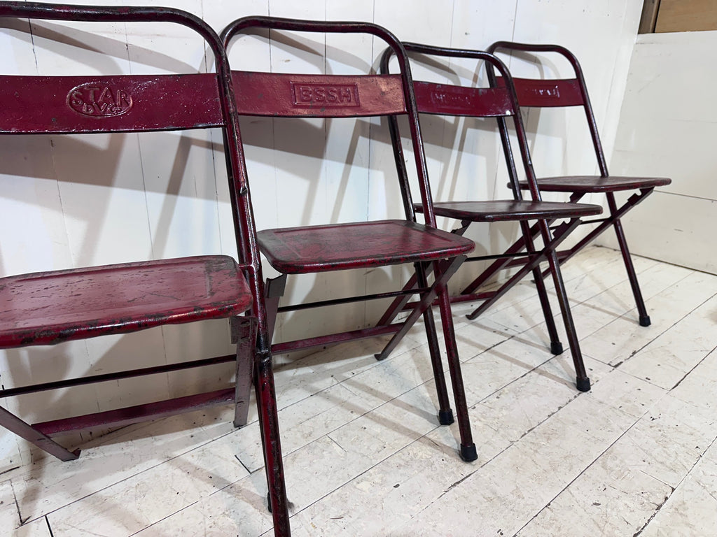 WW2 Folding Mess Chair – Distressed Red Finish