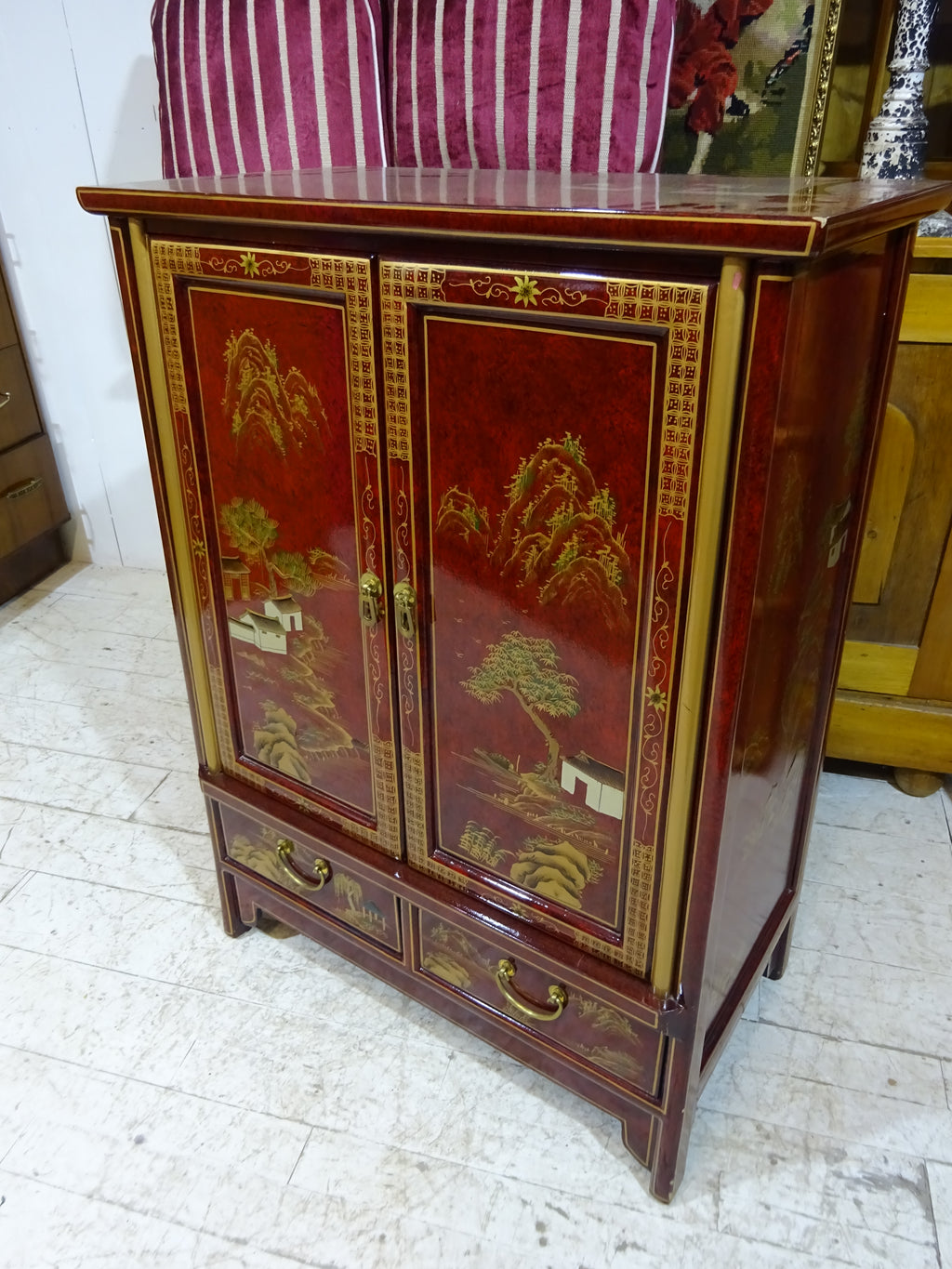 Retro Lacquered Chinese Cabinet