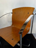 1990's Contemporary Stackable Bentwood Chrome and Beech Chairs
