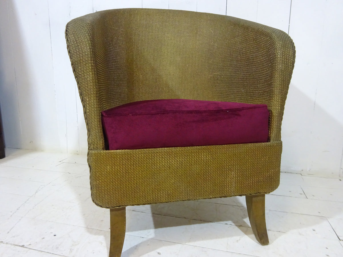 Original Lloyd Loom Bedroom Chair with Velvet Seat Pad