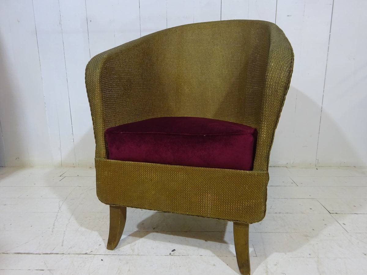 Original Lloyd Loom Bedroom Chair with Velvet Seat Pad