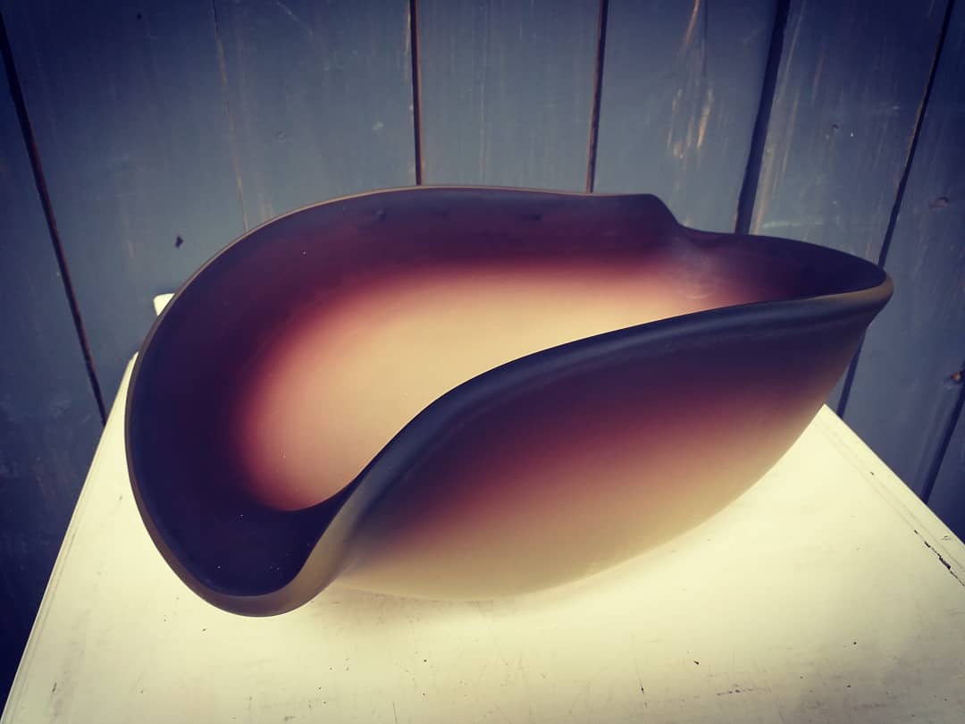 1950's Italian Handmade Smoked Glass Bowl