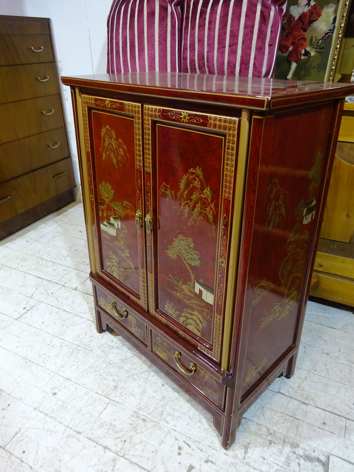 Retro Lacquered Chinese Cabinet