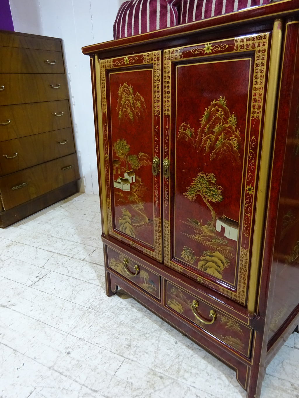 Retro Lacquered Chinese Cabinet