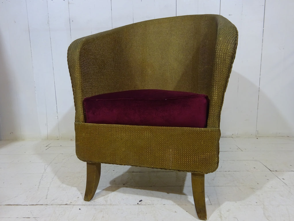 Original Lloyd Loom Bedroom Chair with Velvet Seat Pad