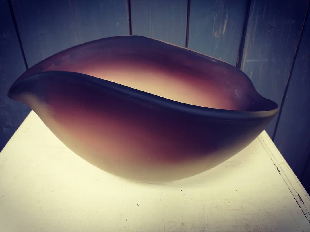 1950's Italian Handmade Smoked Glass Bowl