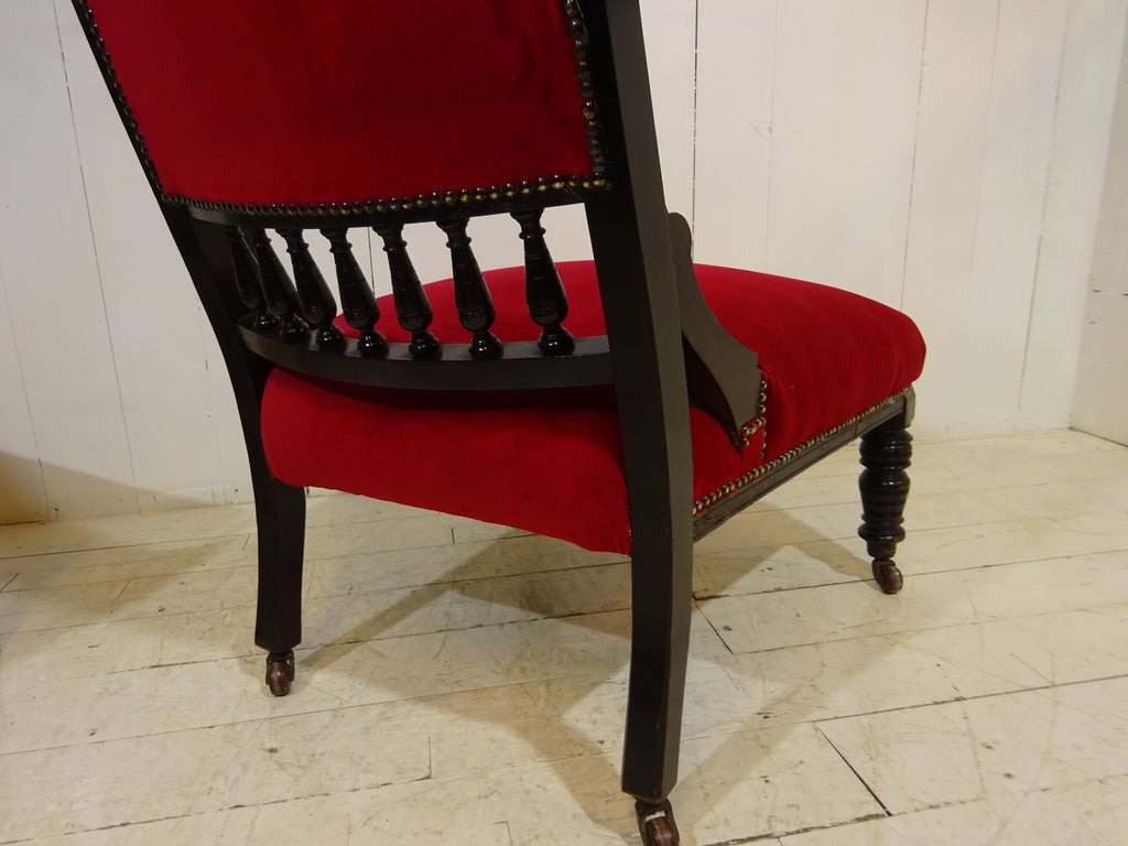 Victorian Ebonised Side Chair with Velvet Seat