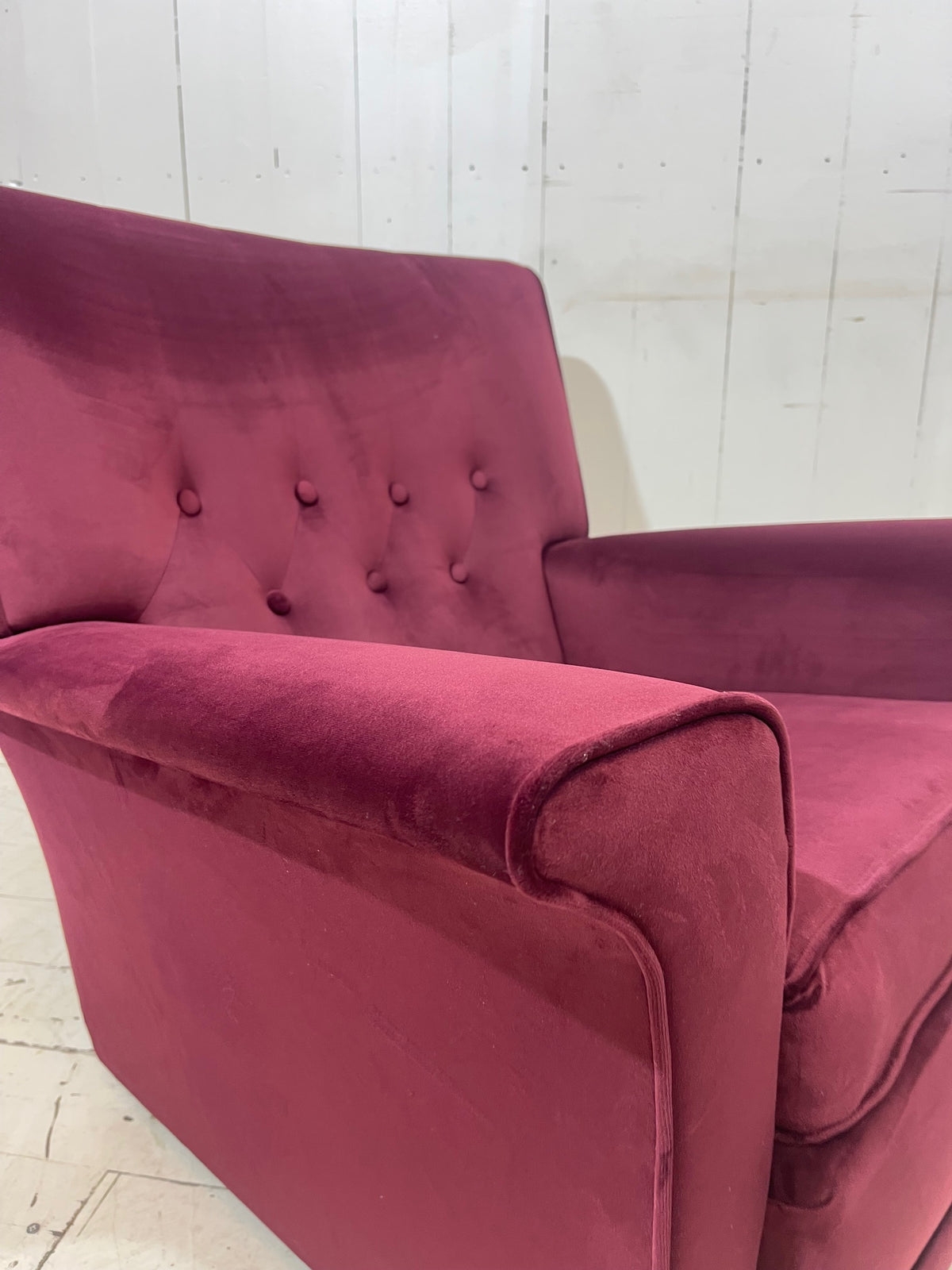 1950's Armchair in Burgundy Velvet Fabric