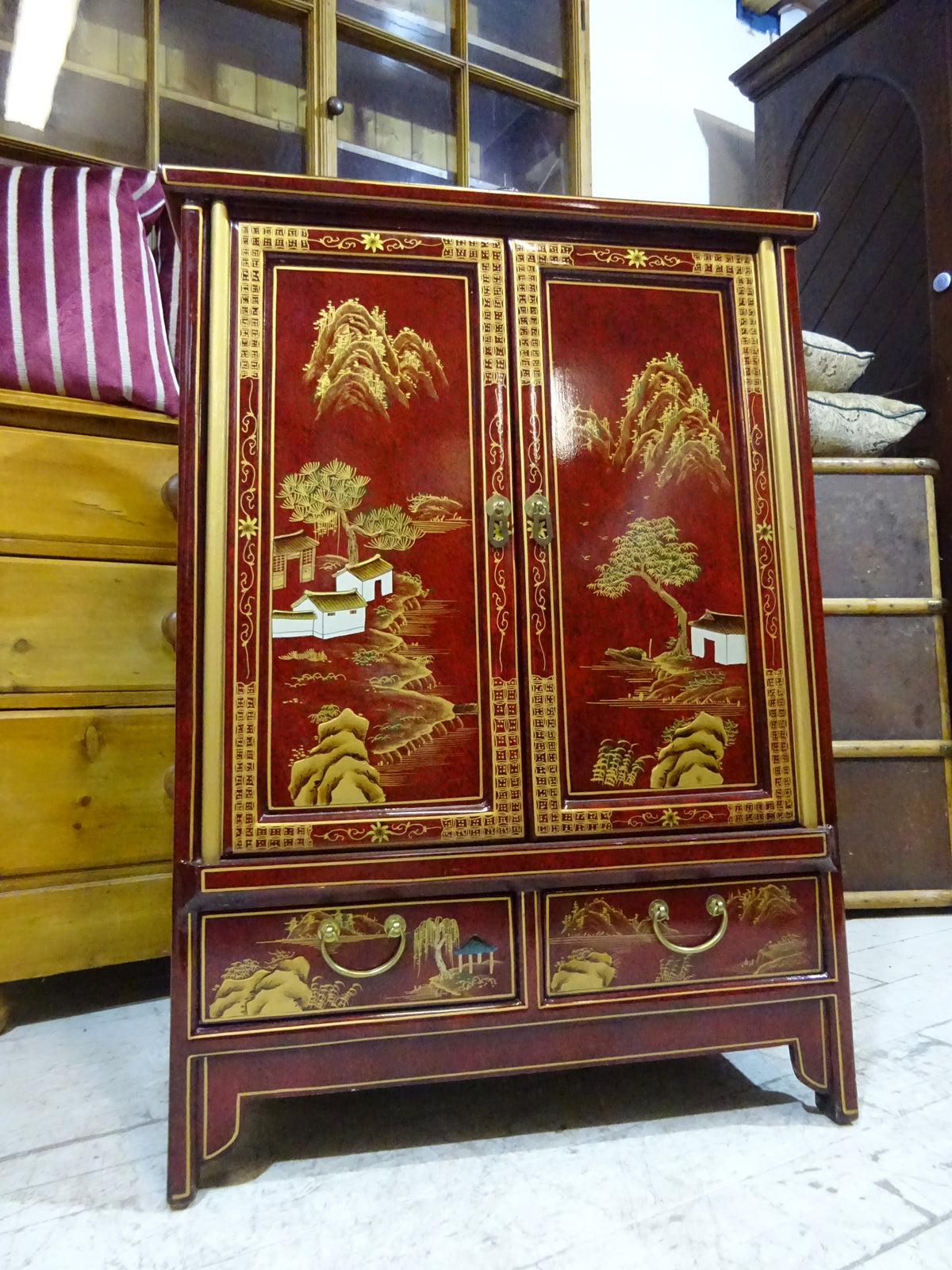 Retro Lacquered Chinese Cabinet