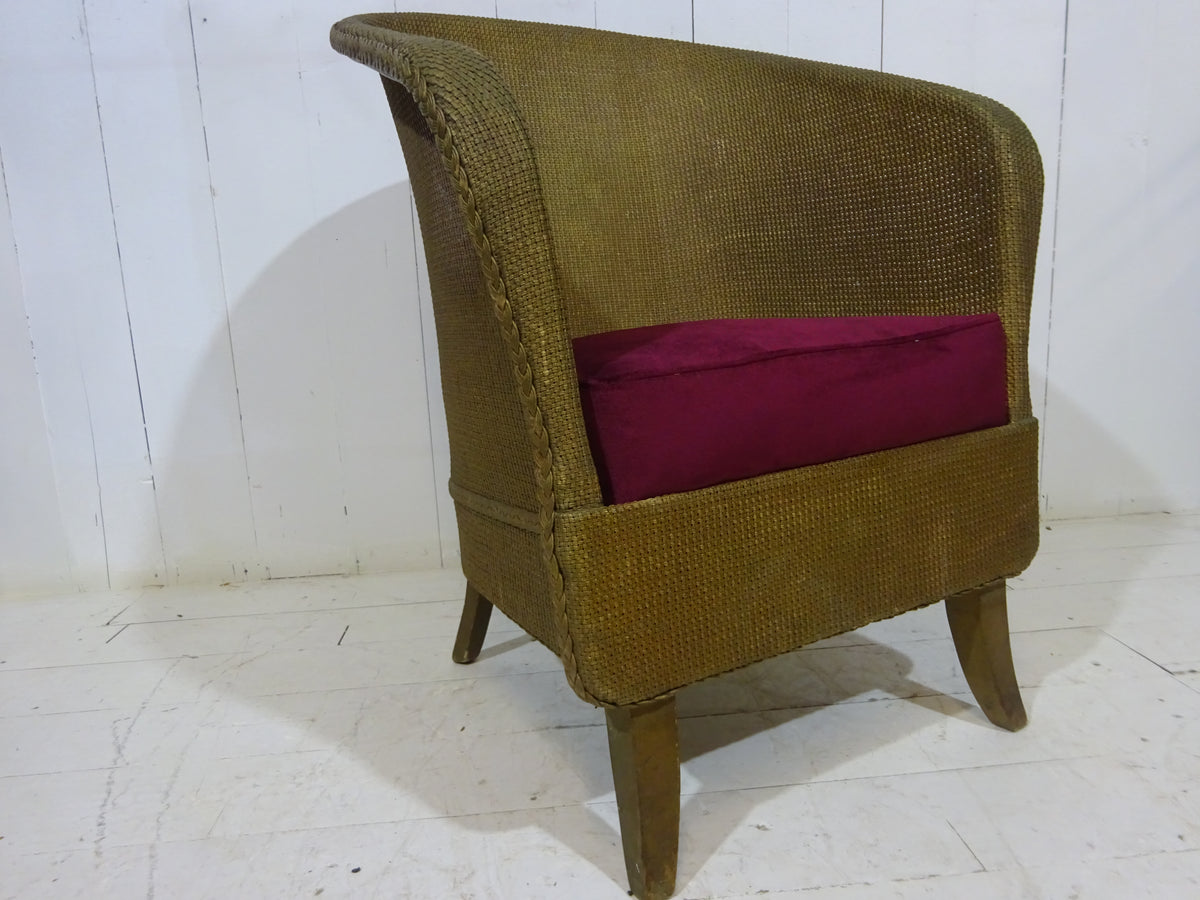 Original Lloyd Loom Bedroom Chair with Velvet Seat Pad