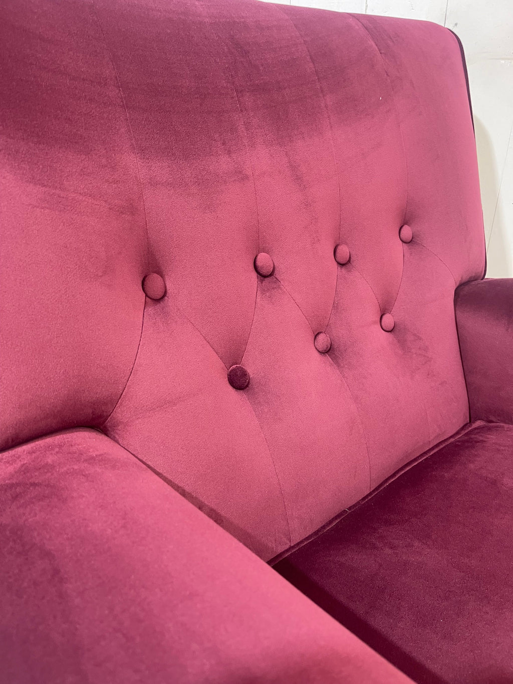 1950's Armchair in Burgundy Velvet Fabric
