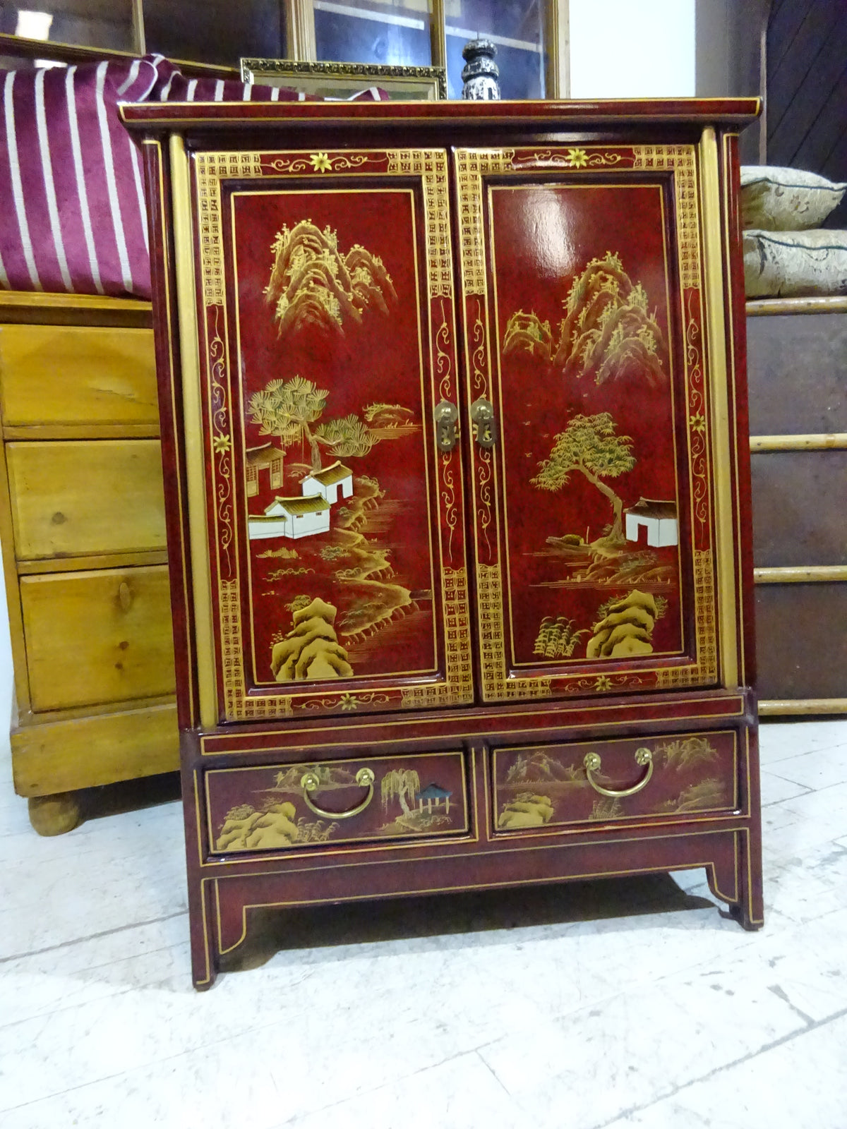 Retro Lacquered Chinese Cabinet