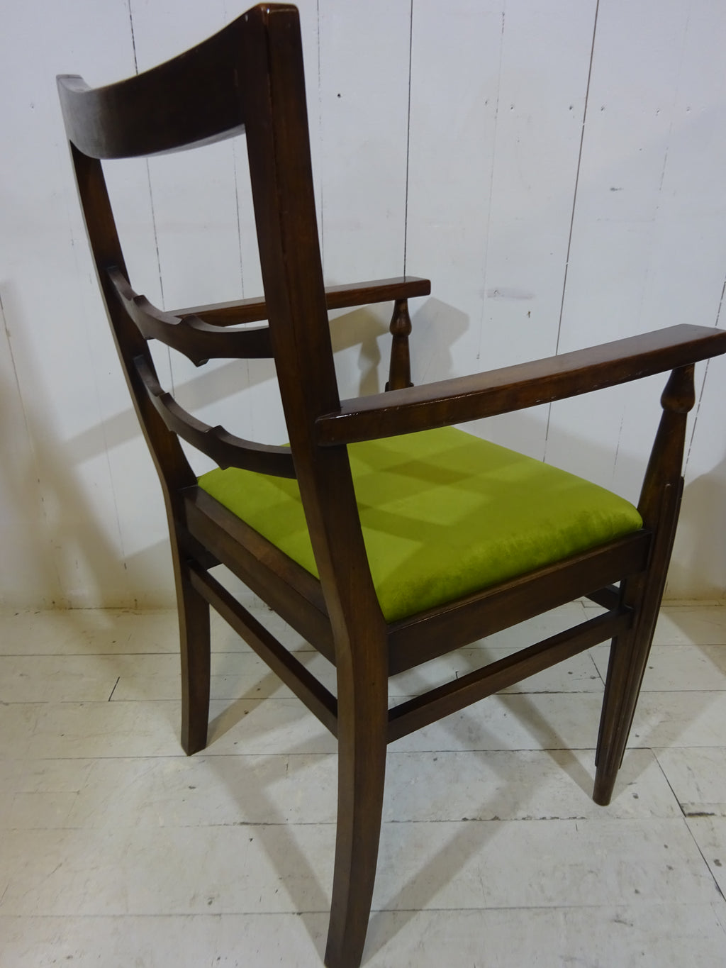 Art Deco Desk Chair in Walnut with Velvet Seat Pad