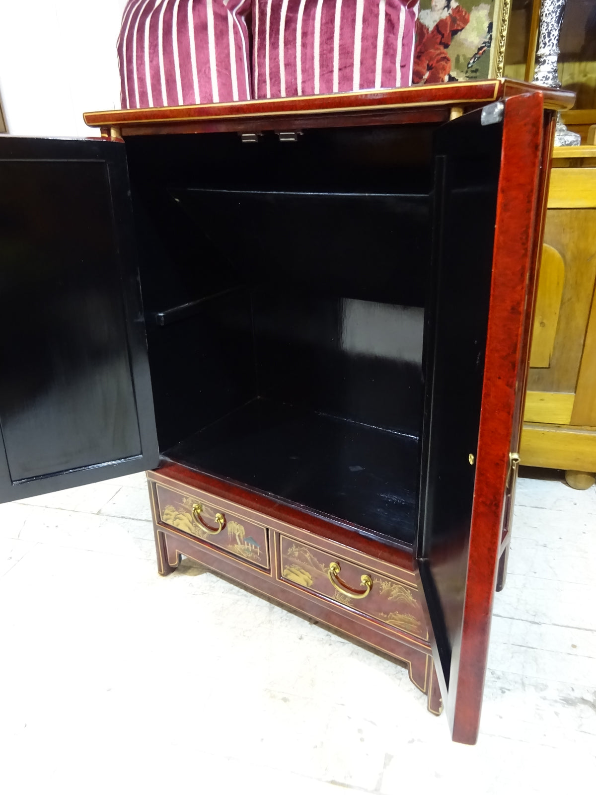 Retro Lacquered Chinese Cabinet