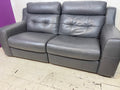 Full Aniline Grey Leather Sofa with Double Recliner