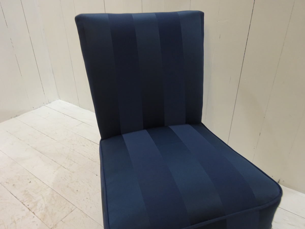 1960's Lounge Chair in Navy Blue Damask Fabric