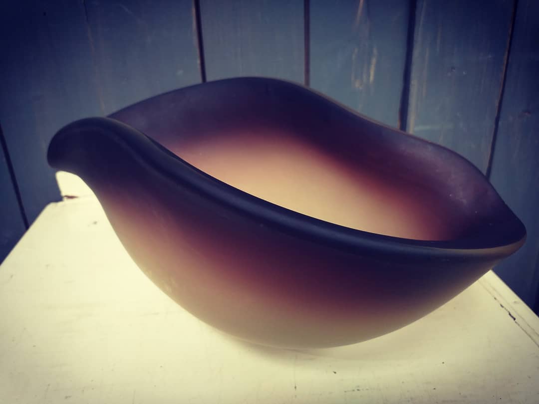 1950's Italian Handmade Smoked Glass Bowl