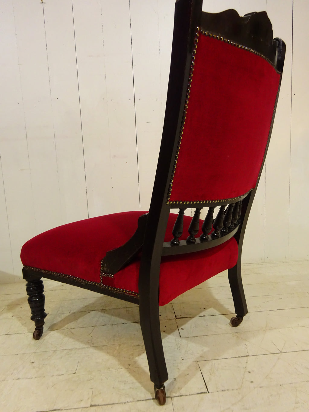 Victorian Ebonised Side Chair with Velvet Seat