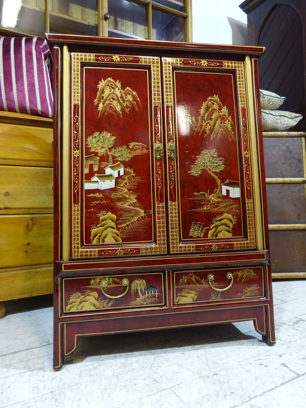Retro Lacquered Chinese Cabinet