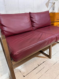 Compact Vintage Inspired Red Leather Sofa by Andy Thornton