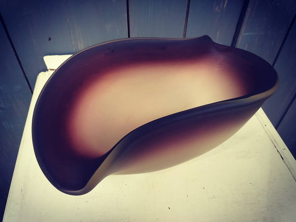 1950's Italian Handmade Smoked Glass Bowl