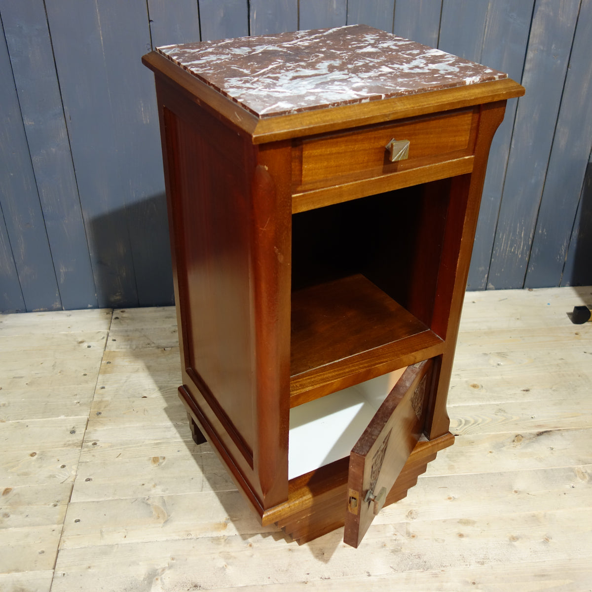 Elegant Art Deco Side Cabinet with Solid Marble Top