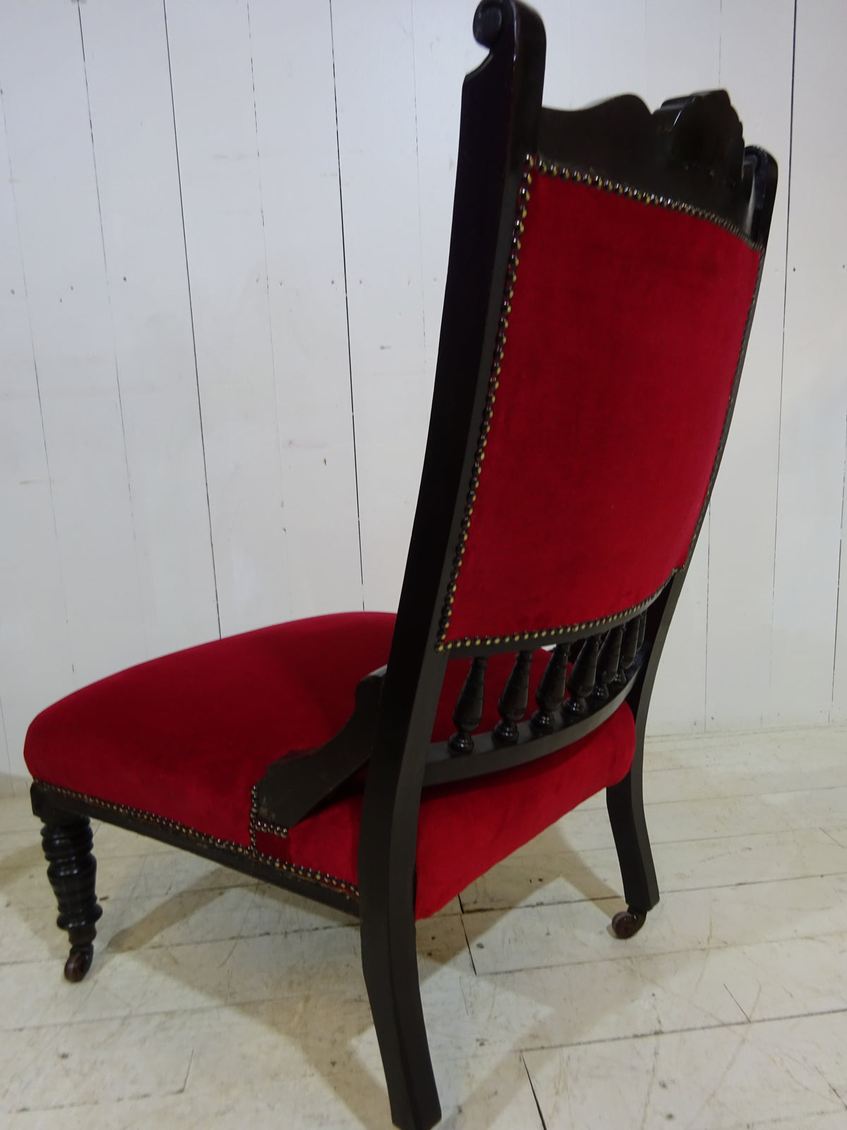 Victorian Ebonised Side Chair with Velvet Seat