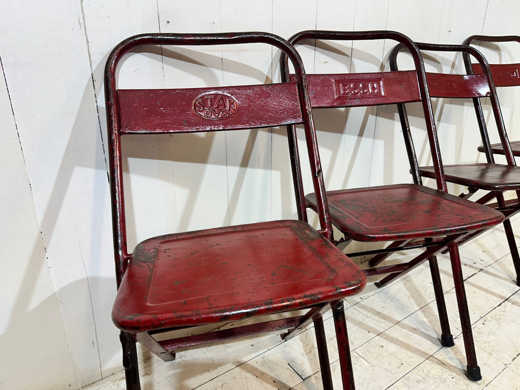 WW2 Folding Mess Chair – Distressed Red Finish