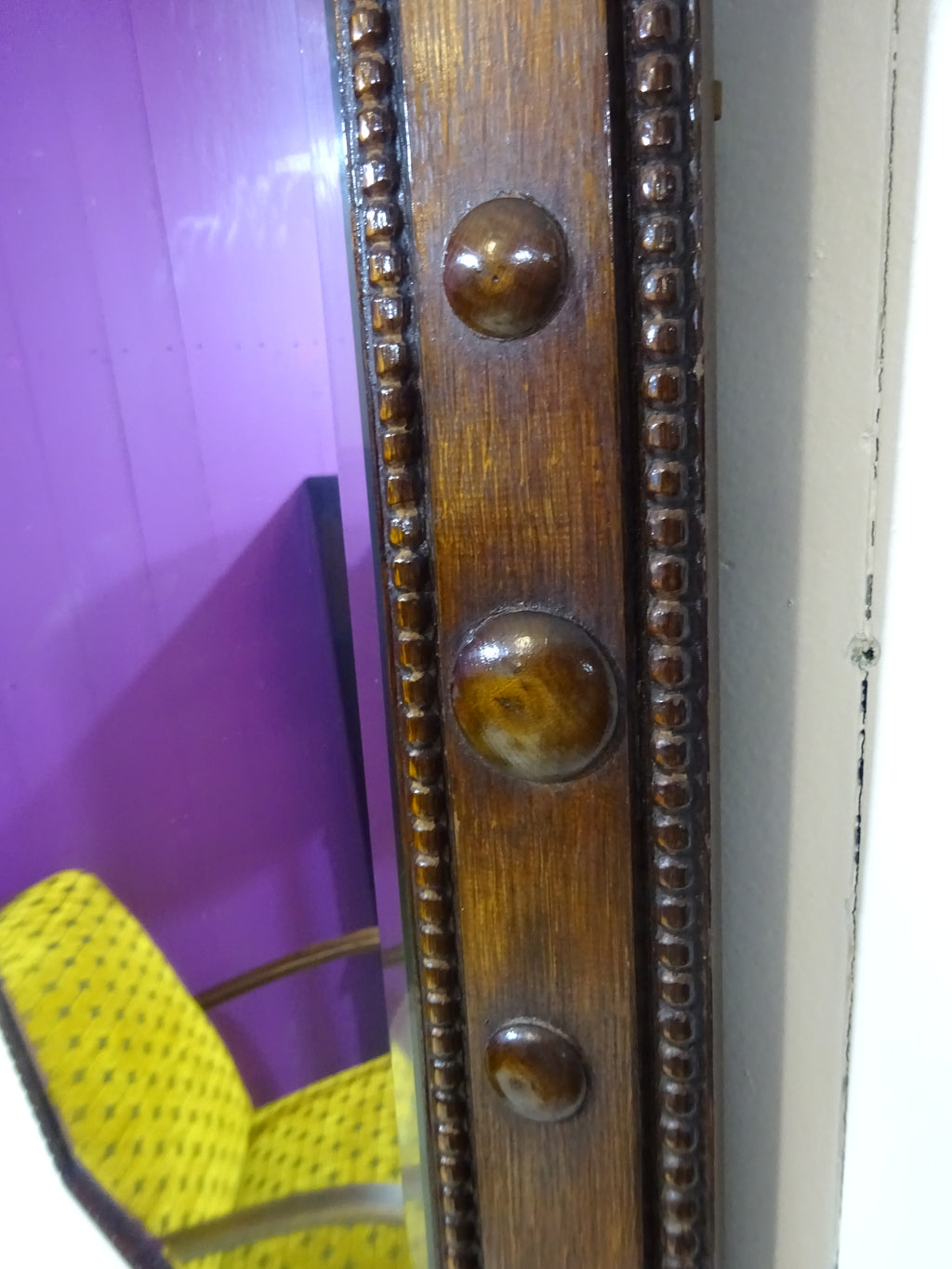 Art Deco Hand Carved Octagonal Mirror in Oak