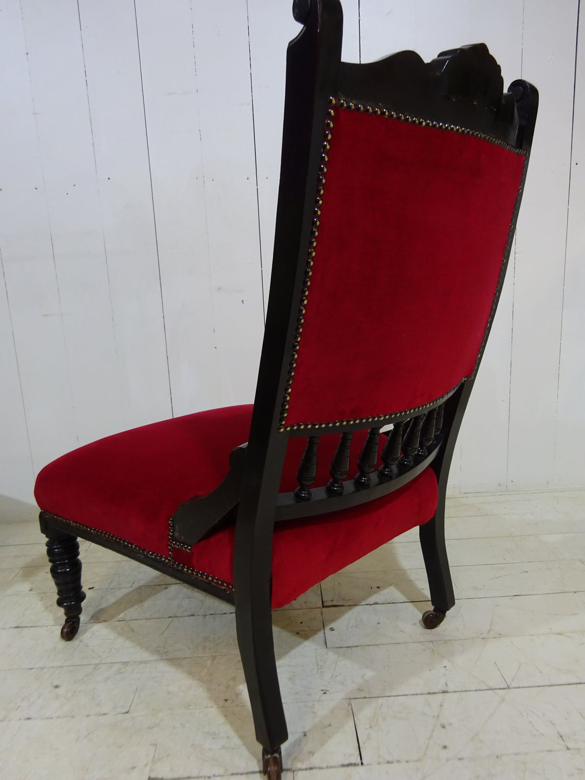 Victorian Ebonised Side Chair with Velvet Seat