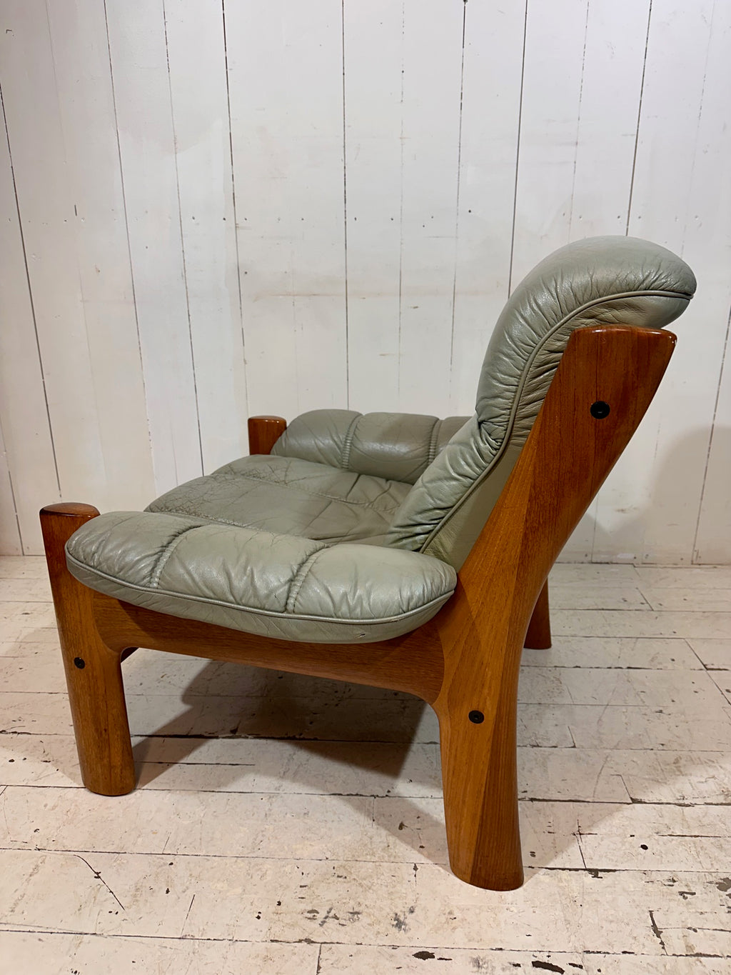 Swedish Mid Century Distressed Leather Armchair by Ekornes