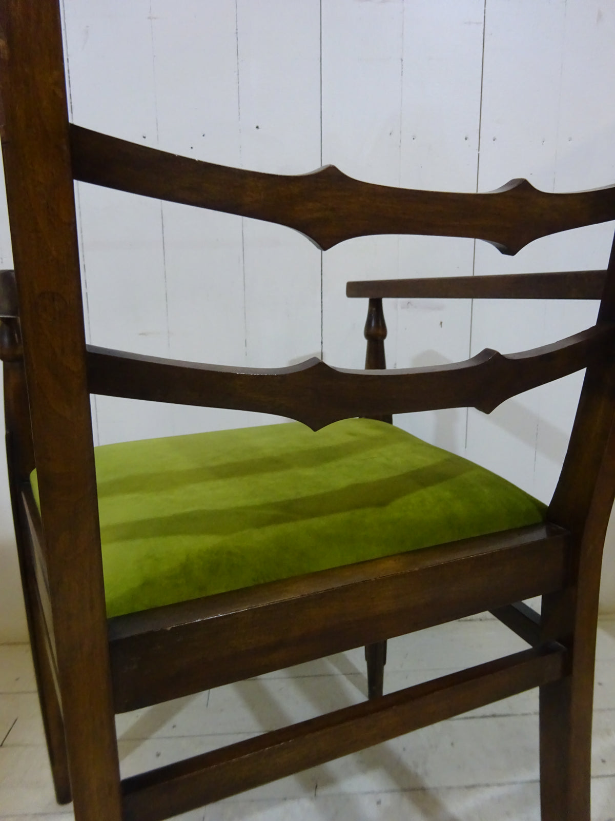 Art Deco Desk Chair in Walnut with Velvet Seat Pad