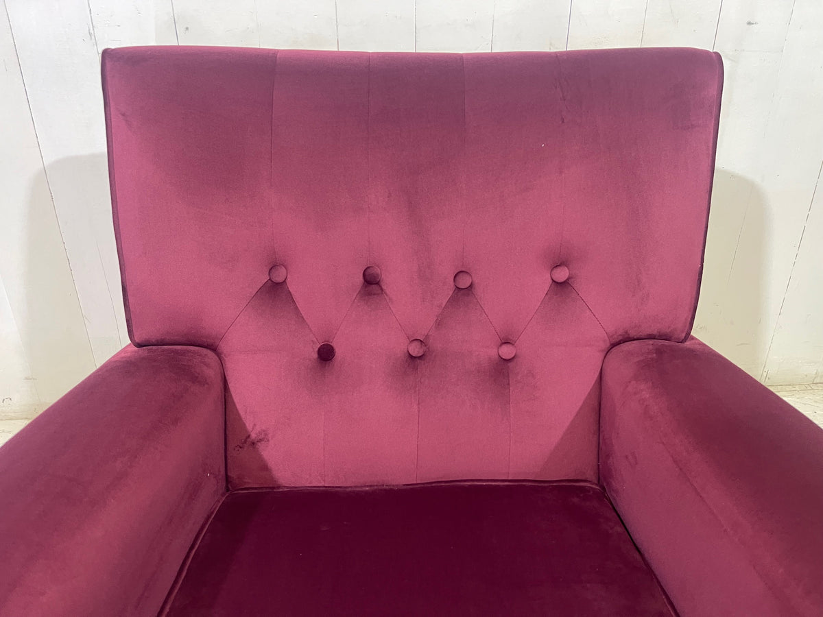 1950's Armchair in Burgundy Velvet Fabric