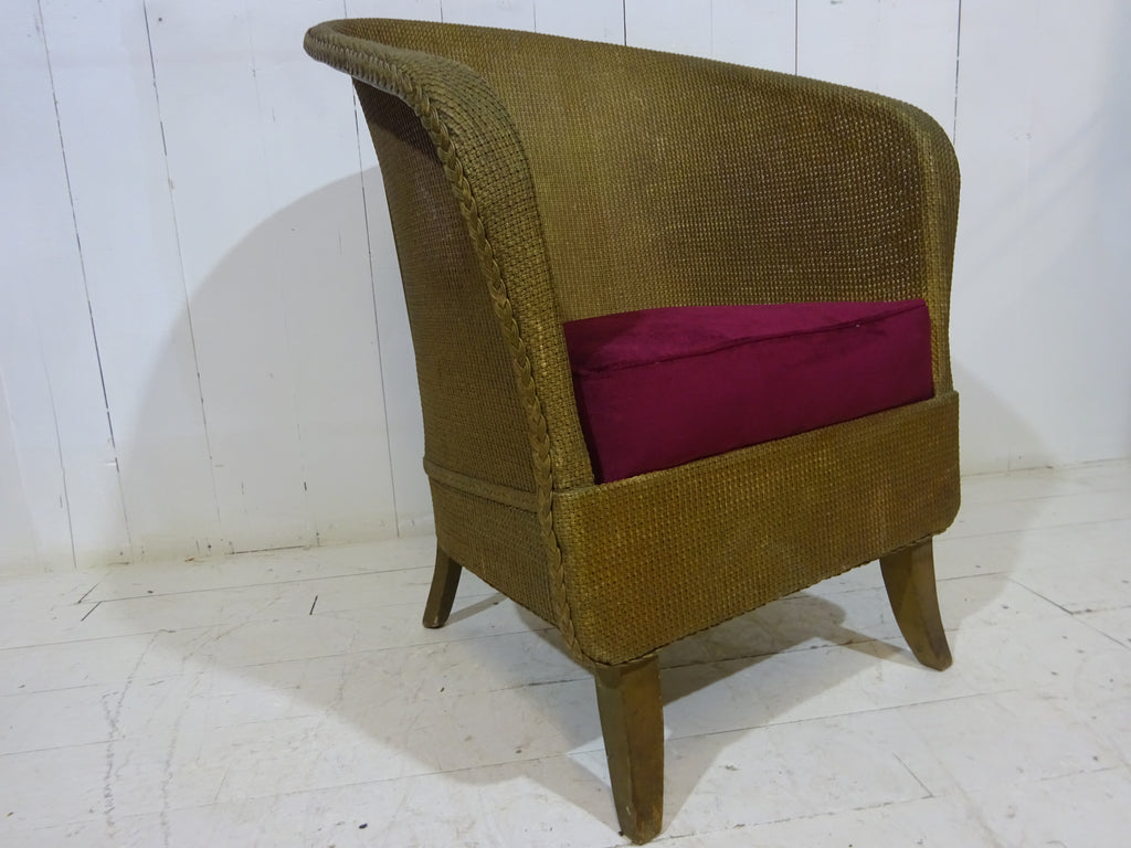 Original Lloyd Loom Bedroom Chair with Velvet Seat Pad