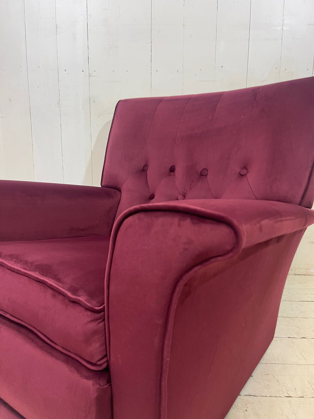 1950's Armchair in Burgundy Velvet Fabric