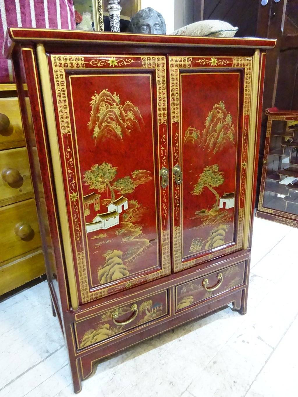 Retro Lacquered Chinese Cabinet