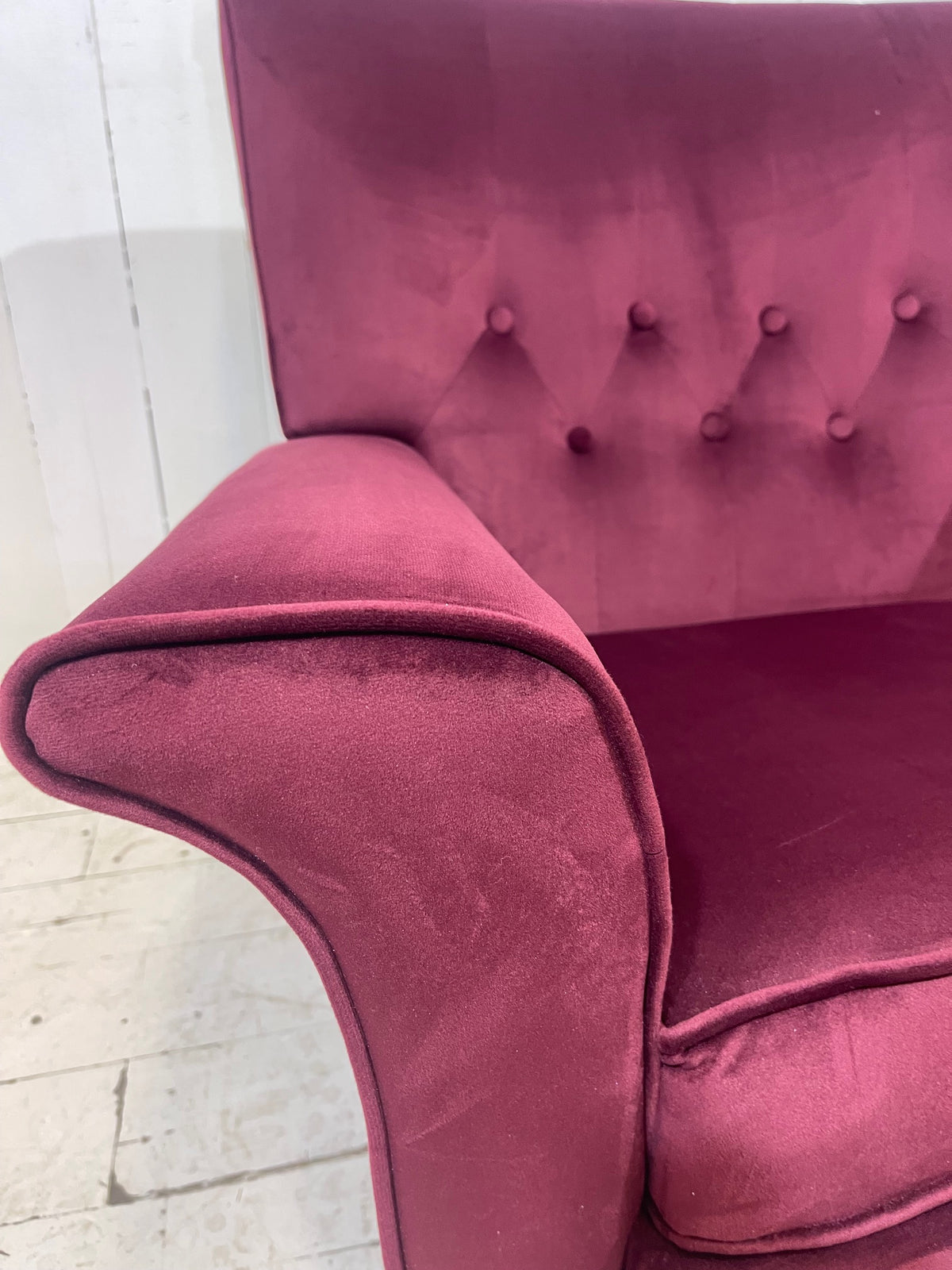 1950's Armchair in Burgundy Velvet Fabric