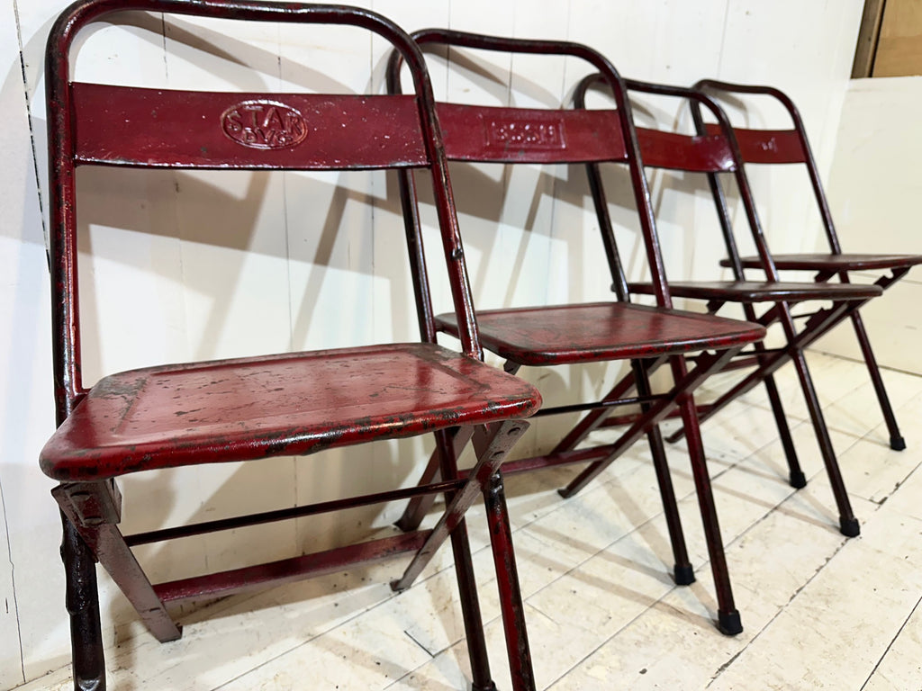 WW2 Folding Mess Chair – Distressed Red Finish