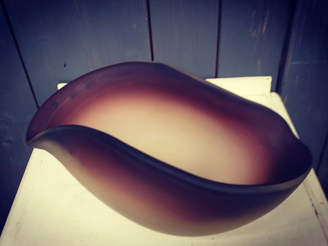1950's Italian Handmade Smoked Glass Bowl