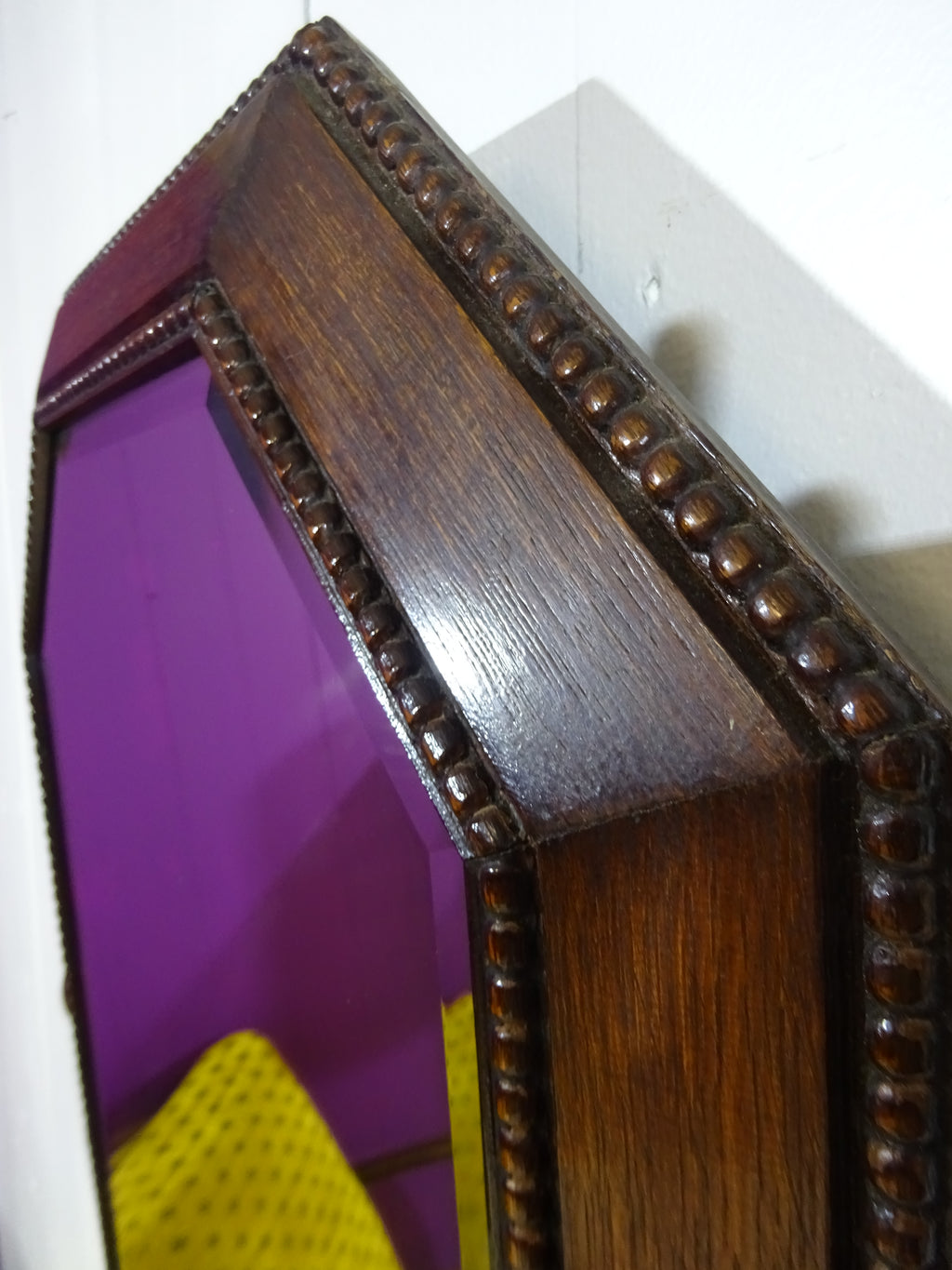 Art Deco Hand Carved Octagonal Mirror in Oak