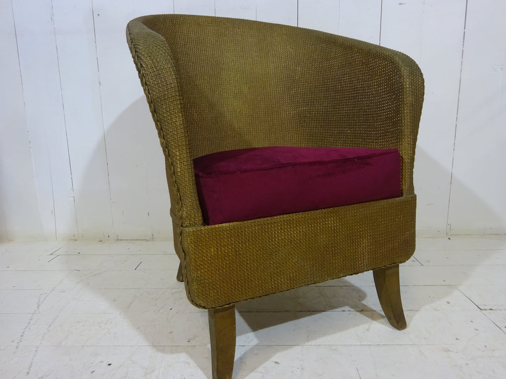Original Lloyd Loom Bedroom Chair with Velvet Seat Pad