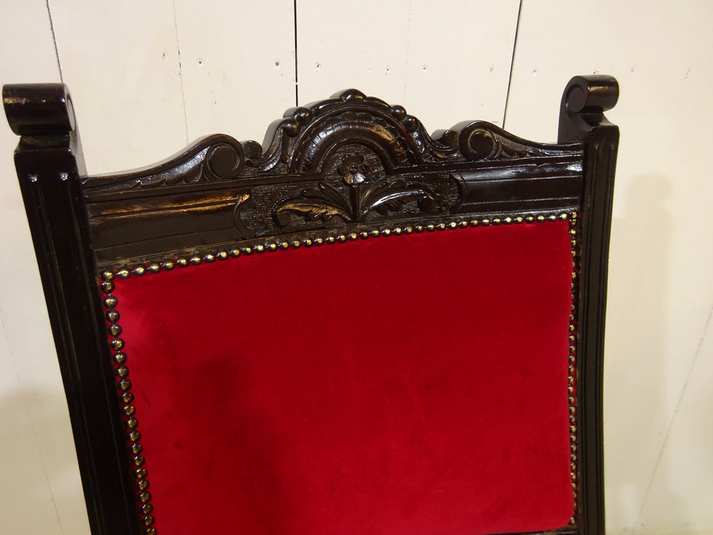 Victorian Ebonised Side Chair with Velvet Seat