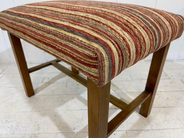 Art Deco Footstool in Striped Chenille
